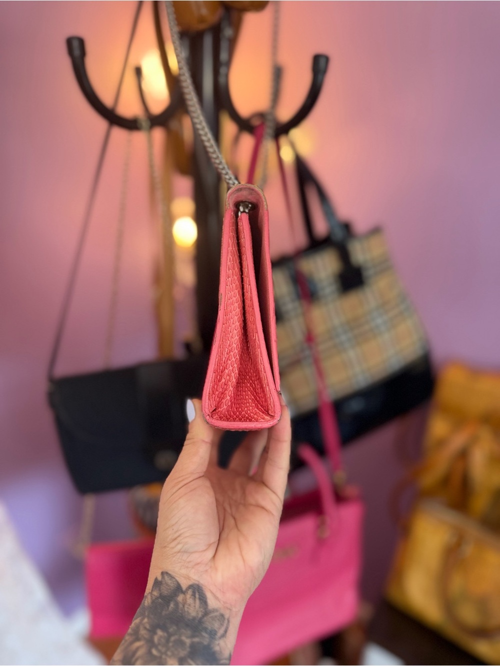 Yves Saint Laurent Coral Red Monogram Tassel Crossbody Bag - Picture 2 of 15